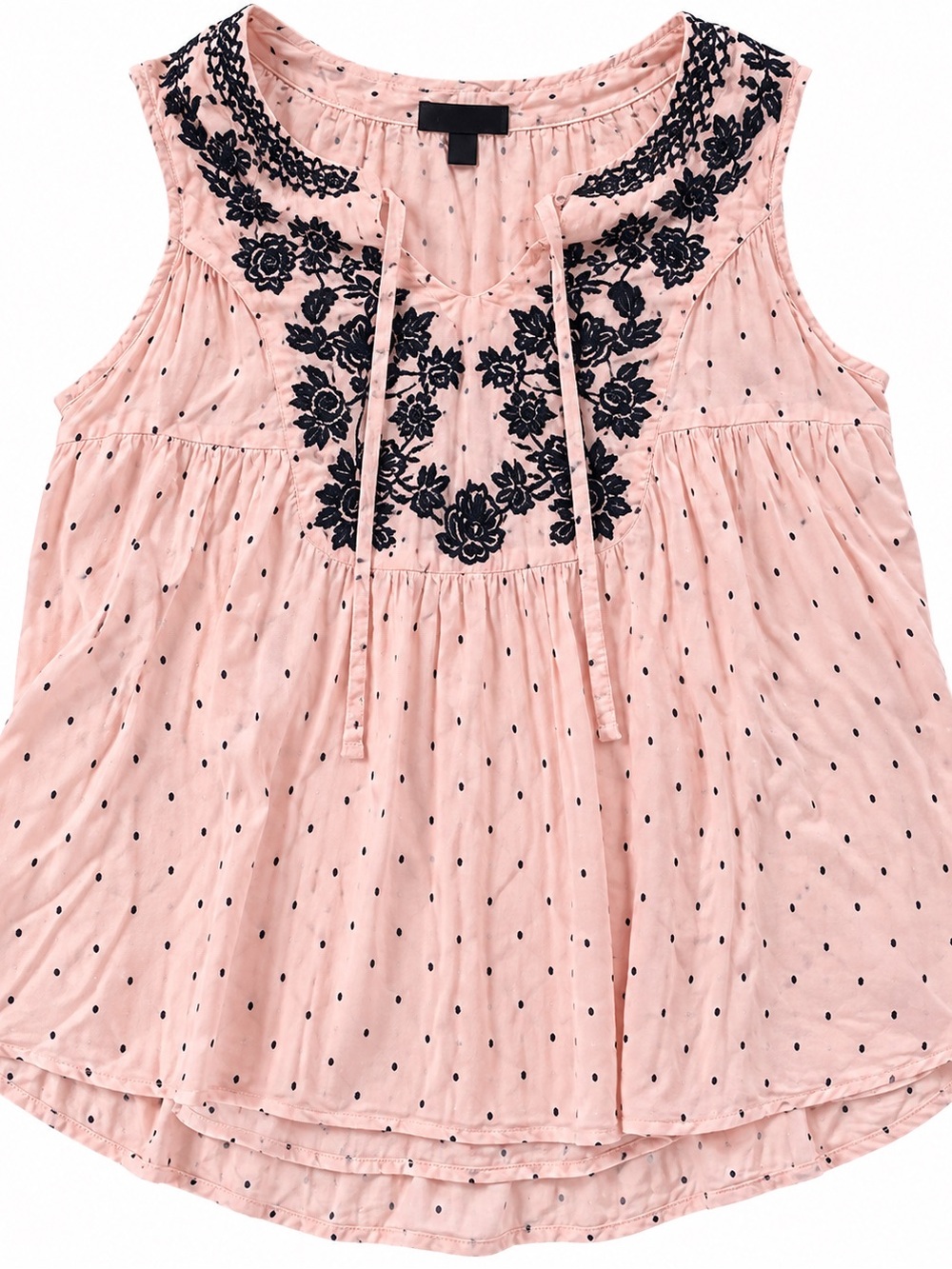 Talbots Pink Sleeveless Embroidered Tie-Neck Camisole